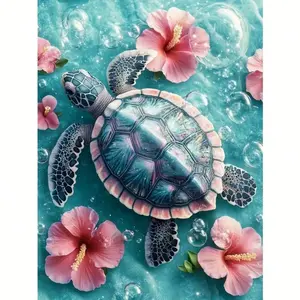 5D Full Drill Diamond Painting Turtle DIY Kit, Canvas Home Decor Gift for Adults, Wall Art Craft Supplies