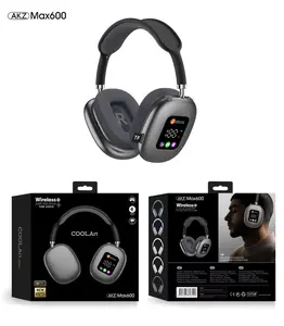 AKZ-MAX600 Wireless On-Ear Headphones, RGB Digital Display Screen Headset, Support TF Card Bluetooth Earphones With 3D Stereo Sponge Earmuffs, Large-Screen LED HD Display for More Comfortable Wear Experience & Sound Quality Electronic Earbud tiktokshopspr