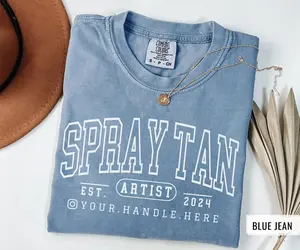 Custom Spray Tan Artist Shirt, Personalized Spray Tan Tee, Gift for Spray Tan Artist, Tanning Salon Merch, Custom Instagram, Comfort Colors