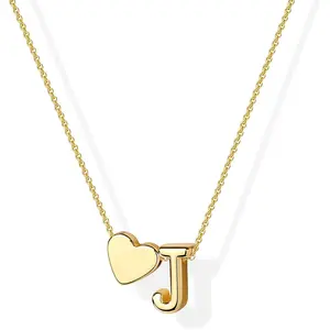 Initial Letter Heart Pendant Necklace, Dainty Personalized Name Necklace, Trendy Minimalist Jewelry Gift for Women, Couple & Friend Daily Wear