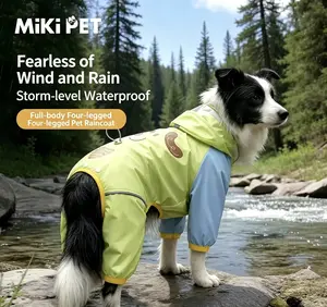 Waterproof Outdoor Raincoat for Dogs — Full Four-Leg Coverage, Dirt-Resistant, Suitable for Medium–Large Breeds like Golden Retrievers, Ideal for Dog Walks