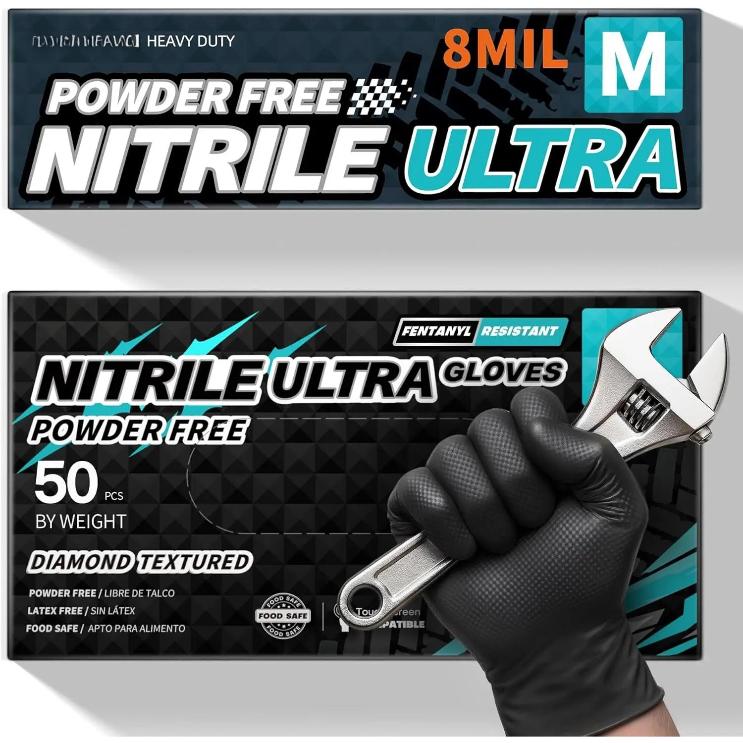 Disposable Gloves, 8Mil Latex &  Free  Resistant Heavy Duty  Safe  Glove Black 50 count