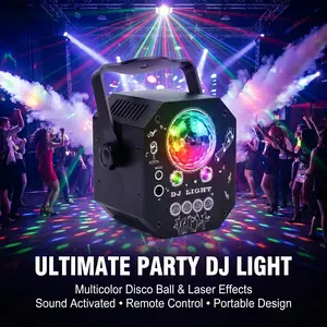 Ultimate DJ Disco Party Light RGB Laser Magic Ball UV Blacklight Sound Activated Rhythm 10 Beam Modes 96 Patterns Remote Control Portable Stage Lighting for Birthday Wedding Club KTV Home Party