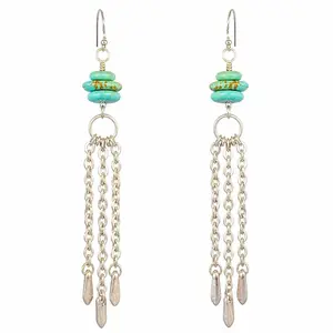 Jewelry Designs by Brandy Frazier Handmade Beaded Wire Wrapped Earrings with Turquoise and Antique Finish Silver Color Findings