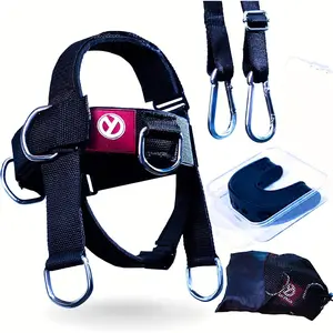 Harness Weight Lifting Trainer - Adjustable  Exerciser & Strengthener for Gym, Boxing, and   - Padded  Harness with Bonus Jaw Exerciser & Mesh Bag