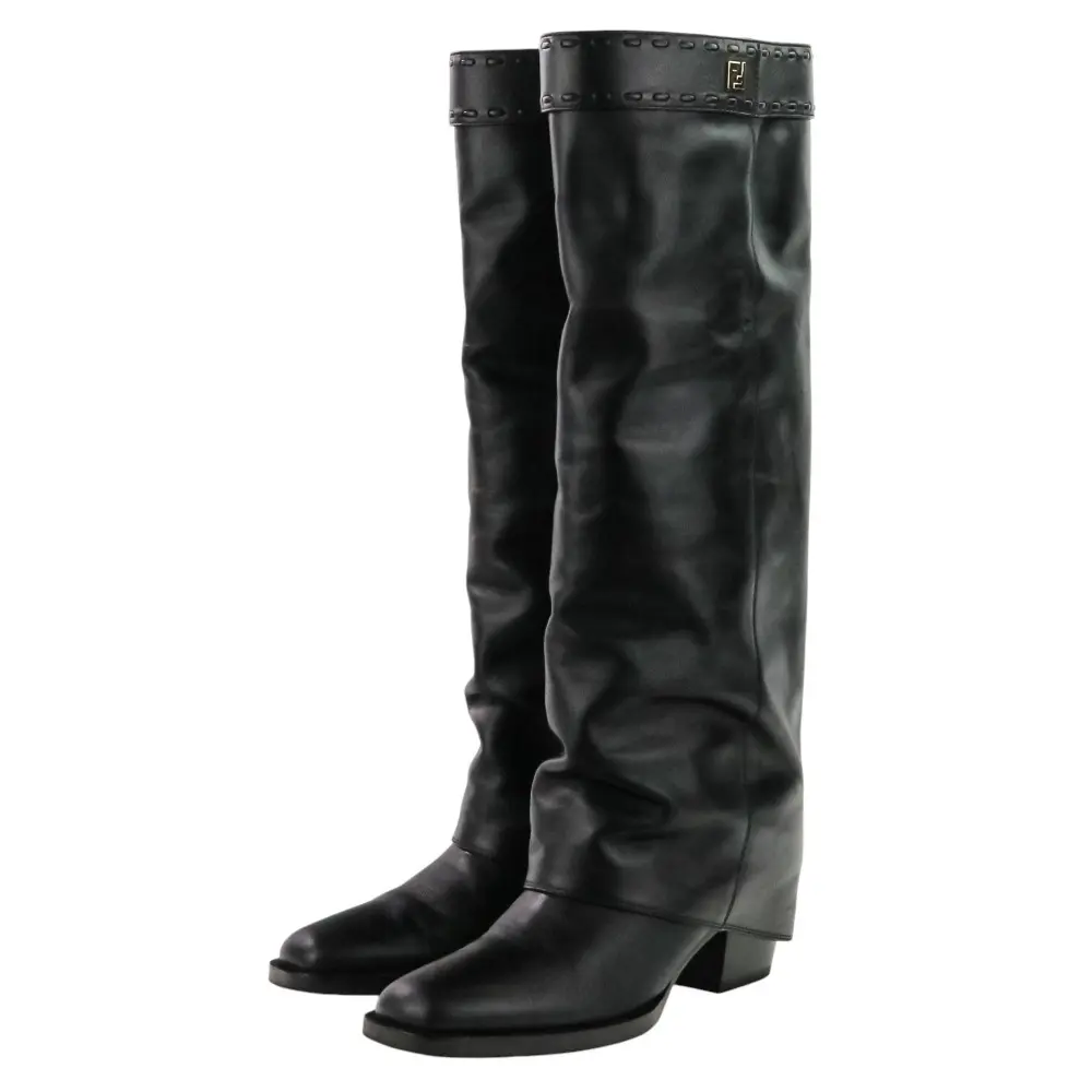 Pre-owned FENDI Others Small Leather Goods Minerva Leather Long Boots