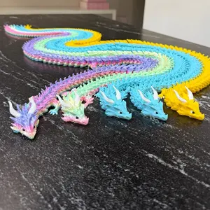 51 Inch Dragon - Colorful Rainbow Design with Horns and Tail for Decorative Display