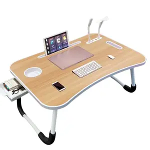 laptop  desk  bed Laptop Bed Desk Foldable Tray Table with 4 USB Ports Cup Holder Phone Tablet Slot Storage Drawer Non Slip Feet for Home Use