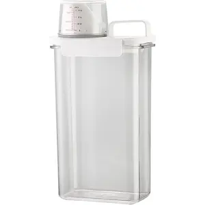 1PC laundry detergent dispenser, 2300mL bathroom plastic large capacity container, multi-purpose hand soap/softener/powder/fragrance bead organizer, space saving, durable, suitable for household laundry cleaning.