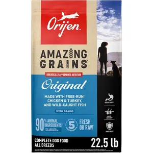 ORIJEN Amazing Grains High Protein Dry Dog Food Original Recipe 22.5lb Bag