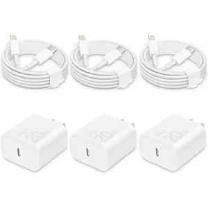 Fast Charger for iPhone [3-Pack], 20W USB-C PD Block with 6Ft Charging Cable Compatible with iPhone 14/13/12/11/Pro Max & iPad