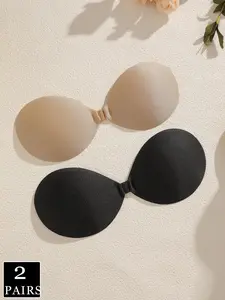 Women's Solid Buckle Front Silicone Bra, Casual Basic Invisible Strapless Bra, Women's Lingerie Accessories for Daily Wear, Underwear