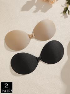 women's solid buckle front silicone bra, stretchable casual invisible strapless bra for everyday daily wear, suitable for summer, women's lingerie accessories, fall adhesive bra birthday wear, women underwear