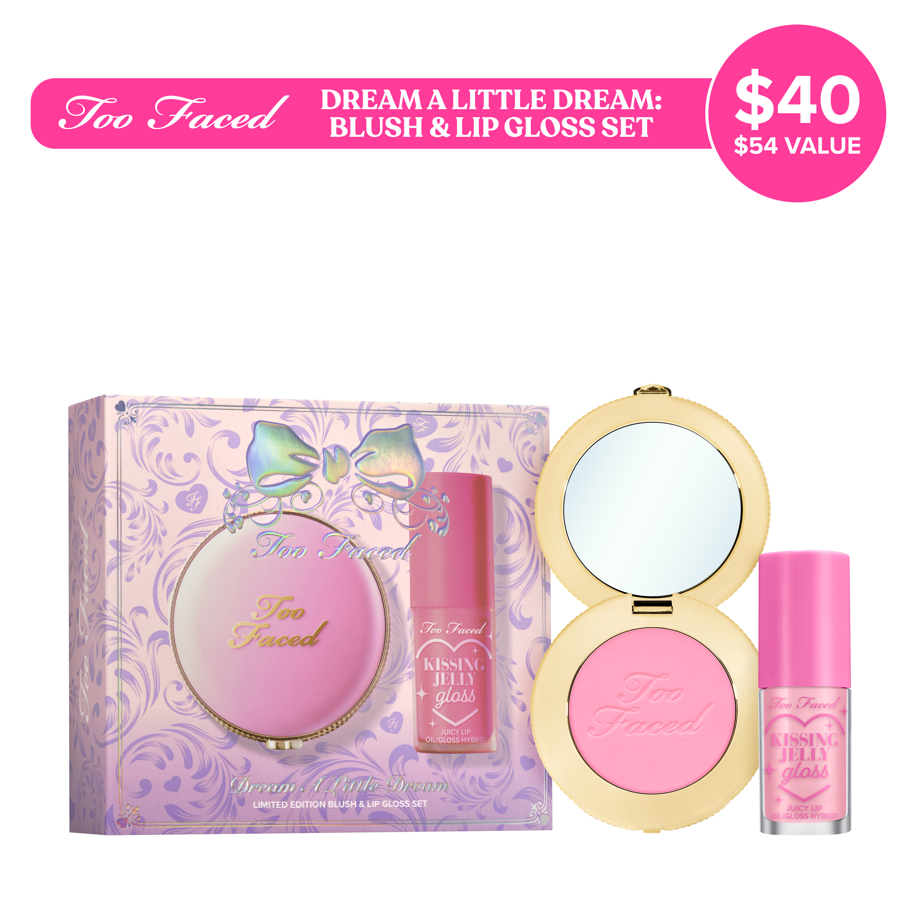 Too Faced Dream A Little Dream: Cloud Crush Blush & Kissing Jelly Hydrating Lip Gloss Gift Set