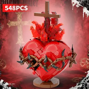 Easter Gift 548pcs New Sacred Heart of Jesus Building Block Set, Jesus Christ Cross Building Blocks Kit, Bible Themed Christian Decorative Items, Religious home decor, Religious Gift for Adults & Christian, ideal for religious party favors