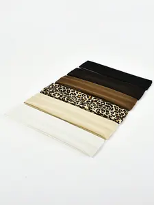 6pcs Women's Elastic Leopard Print & Solid Color Flat Headband For Washing Face, Sports Casual Hair Band Turban Headband Sweatband, School Stuff, College, Headbands Fall Winter Hair Accessories For Women For Vacation Outfits Woman Elegant Scarf Women Band