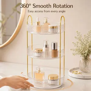 UFORU 360° rotating cosmetic organizer, large capacity transparent acrylic