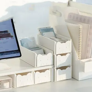 Cute Stackable Drawer Desktop Organizer, Small Card Holder, Office Supplies Storage, Cosmetics, Earphone Cables, Data Cables Organizer