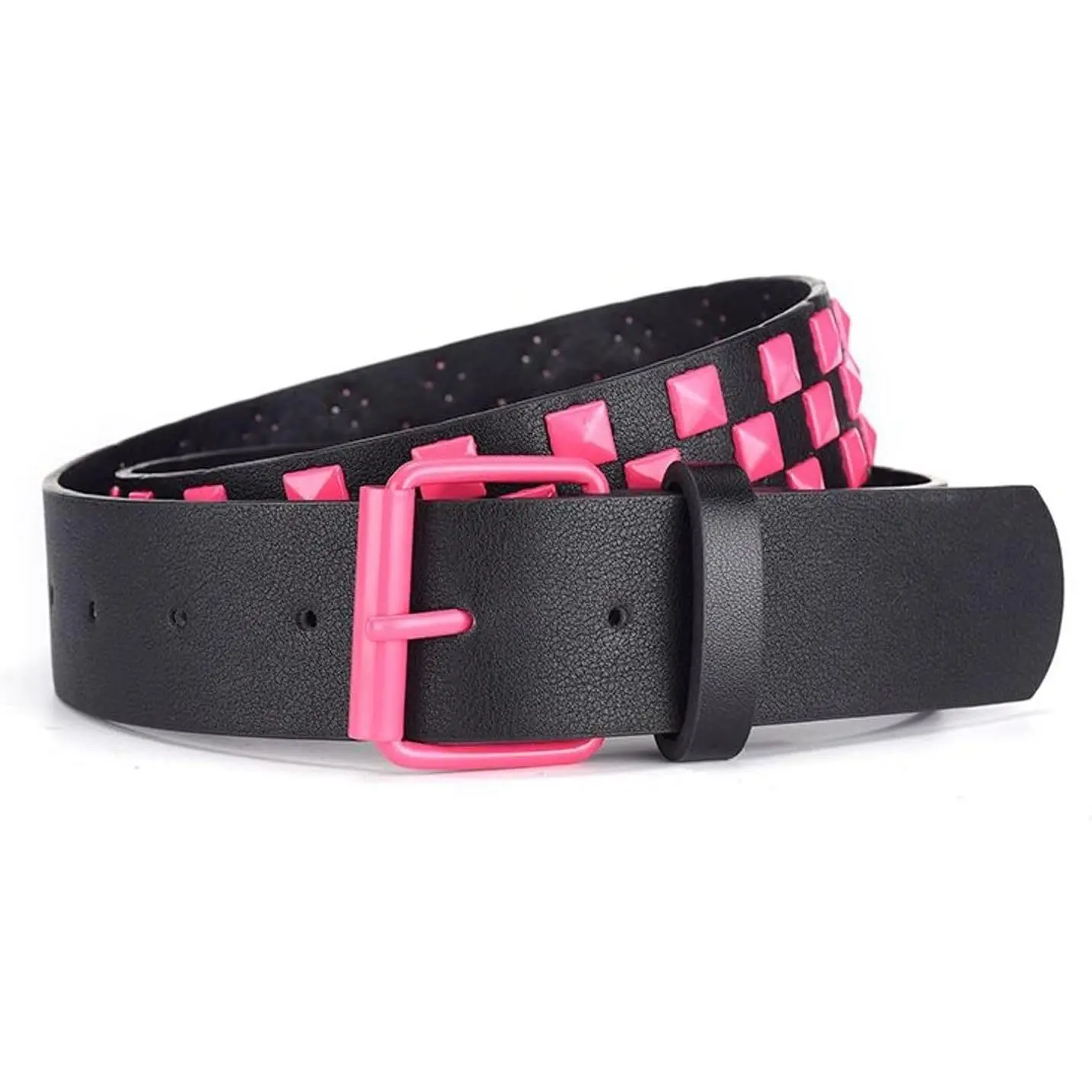 Women's Artificial Leather Buckle Belt - Punk Rock, Pyramid Stud, Spiked, Chunky Gothic Casual Fashion Accessory Belt, Chunky Belts, Artificial Leather Women's Belts