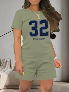 Women's Solid Co-ord Set, Casual Short Sleeve Tee & Elastic Waist Shorts Set, Women's Summer Clothes for Daily Wear, Cute Summer Outfit