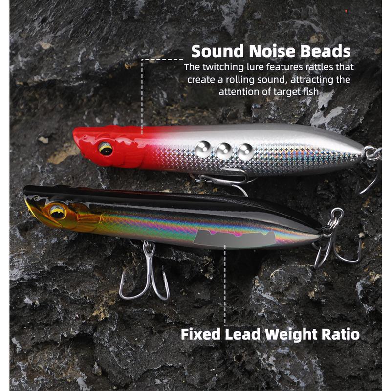 Scarlet Big Fishing Lure P2 Popper Lures with 3D Eyes, Joybait Bait Dog Mud Puppy Fishing Bait Ultra Topwater Saltwater Fishing Lures, Fishing Equipment Including Rod for GT Tuna Bass Large Fish Surf & Offshore Saltwater Fishing#big fishing lure p2