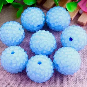 Slate Blue Jelly 20mm Rhinestone Beads Set of 5