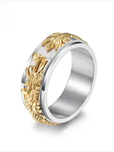 National style Chinese dragon pan dragon trend domineering high-end feeling unique personality rotatable decompression ring domineering dragon to transport gold-plated men's ring ring accessories