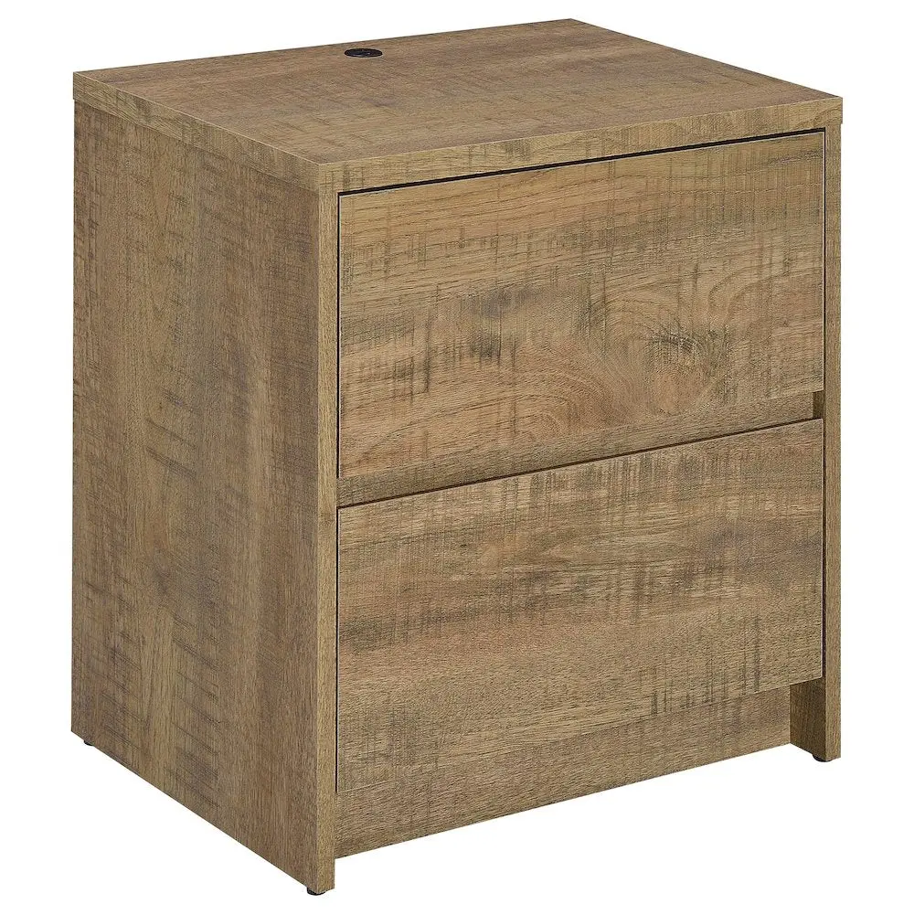 Westpark 2-Drawer Mango Wood Nightstand - Modern Bedroom Furniture with Built-in LED Lights, USB-A Ports, Dual USB Charging Ports, Engineered Wood Construction, Built-In Charging Ports Bedroom Furniture