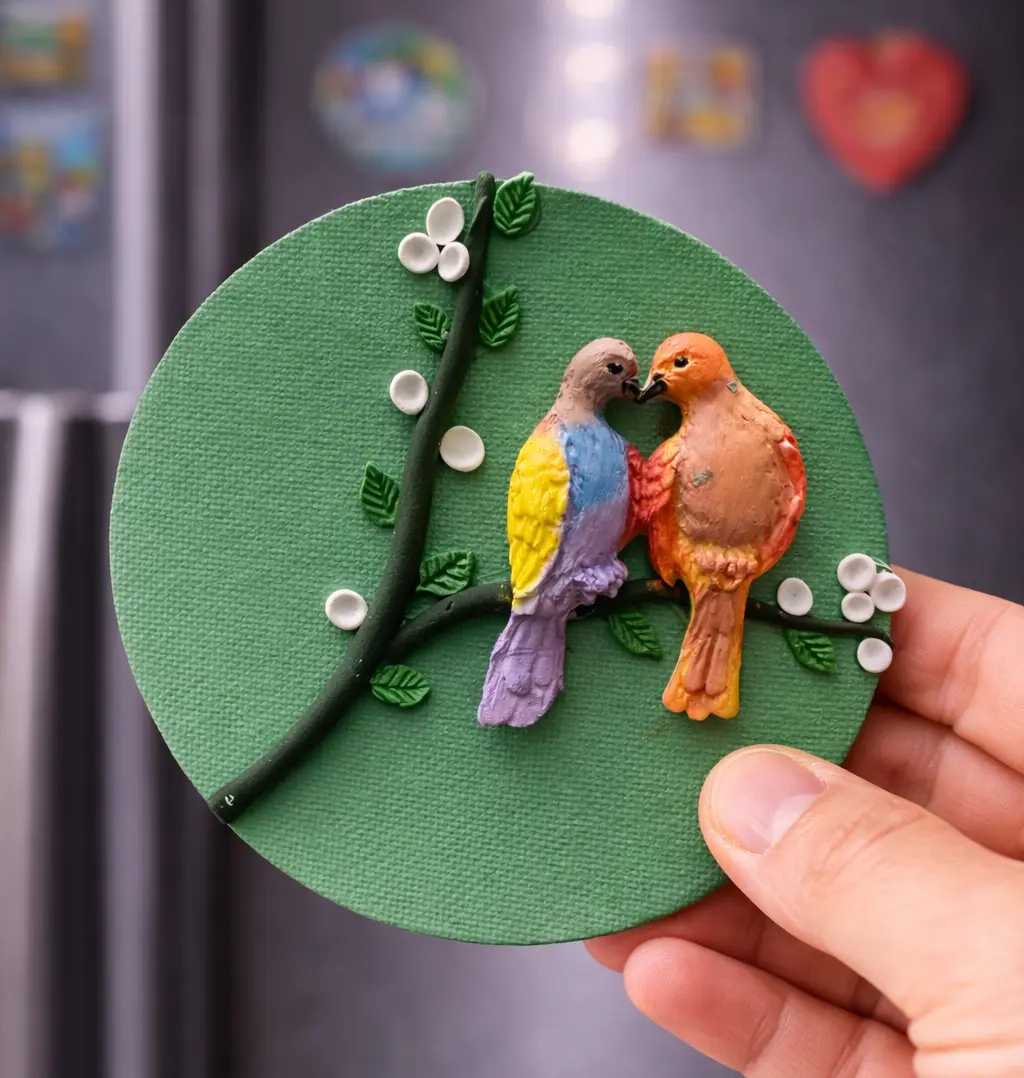 Handmade Colorful Birds Fridge Magnet