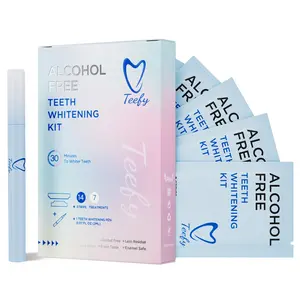 TEEFY Teeth Whitening Strips, 14 Alcohol-Free Strips & Whitening Pen, Professional Teeth Brightening Strips, Oral Care Products, Long-Lasting Shine For Coffee/Wine Lovers