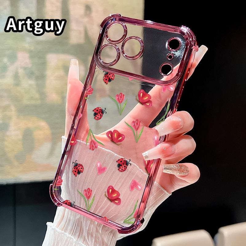 Ladybug Floral Dream Pattern Phone Case for iPhone 17 Pro Max 16 15 Plus Air 14 13 12 11 E Electroplated Cover with Airbag Shockproof Soft Silicone Casing Ladybug Floral Dream Pattern Phone Case for iPhone 17 Pro Max 16 15 Plus Air 14 13 12 11 E Electroplated Cover with Airbag Shockproof Soft Silicone Casing