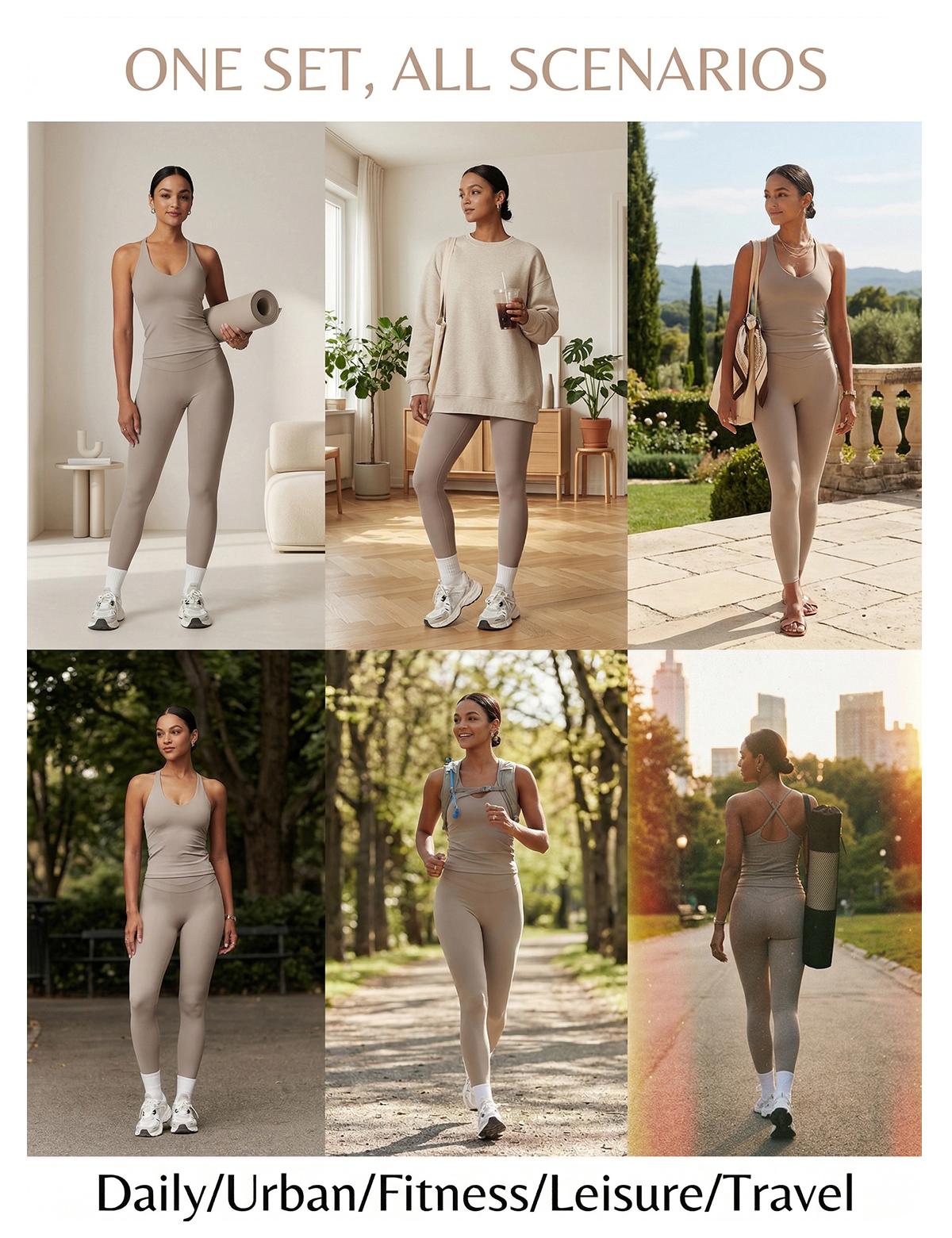 MASKERT Women's Two Piece Set Sports Tank Top & High Stretch Tight Leggings Tummy Control Workout Daily Wear Running Outfits SpringStatements