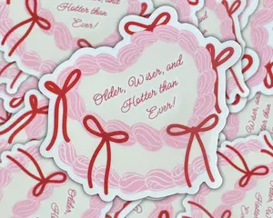 Older Wiser Hotter Birthday Stickers Cake Sticker Best Friend Gift Birthday Gift Heart Sticker Vintage Cake Aesthetic Stickers BFF Stickers