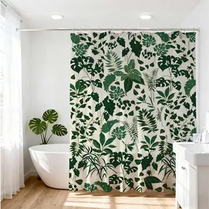 1pc Natural Leaf Shower Curtain for Modern Bathroom Renovation Inspiring Home Decor Ideas for Stylish Bathroom Design Refreshing Green Botanical Patterns for Elegant Bath Spaces Decoration Plant