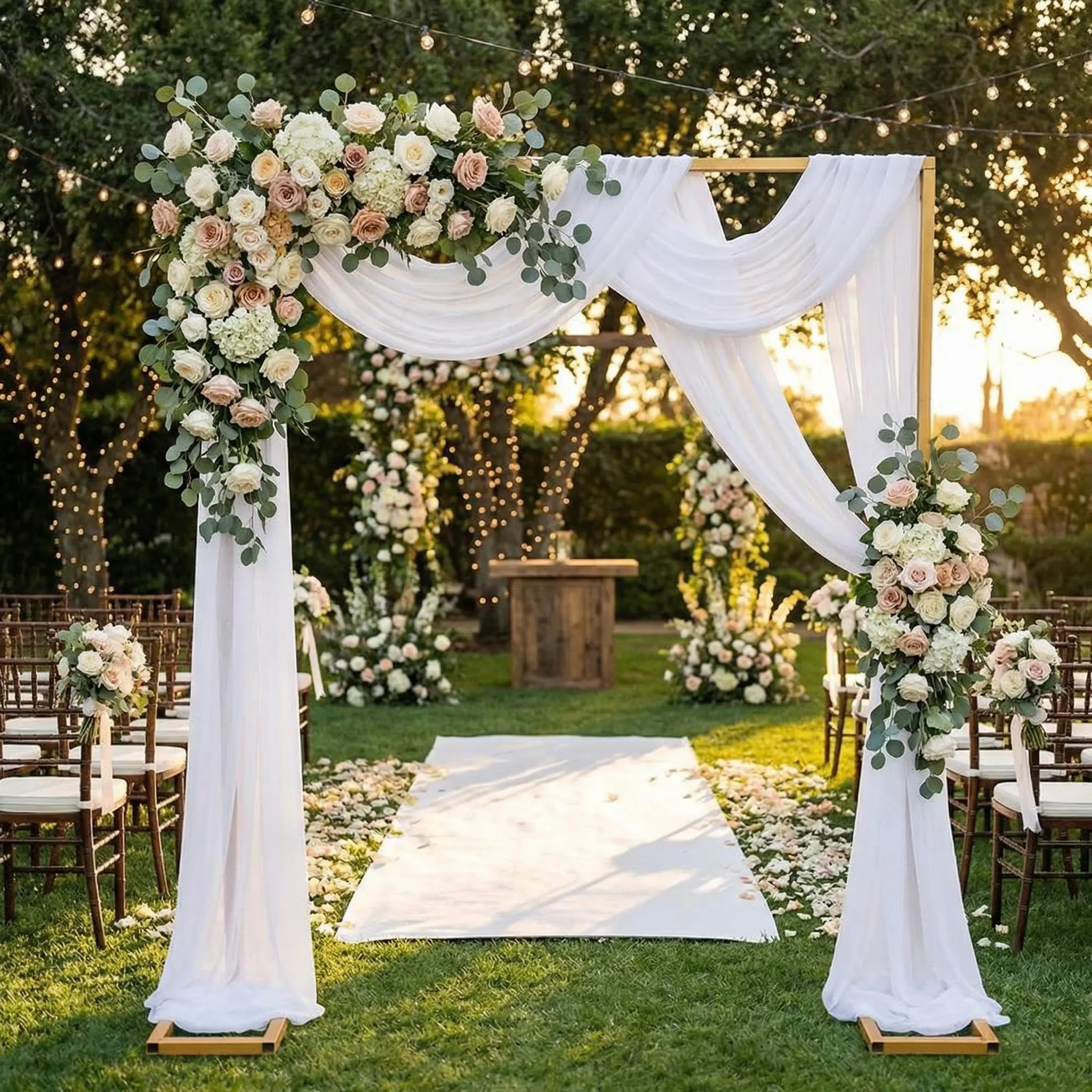 8.2FT Square Wedding Arch Adjustable Backdrop Stand Heavy Duty, Metal Frame Photo Backdrop Kit, Photography Backdrops for Photo Booth Baby Shower Birthday Party Decorations