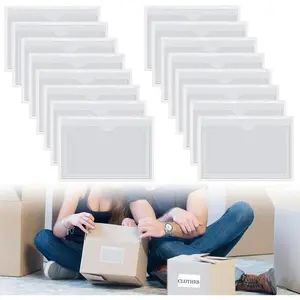 50 count Adhesive Label Holder Shelf Tag,  2.4 x 3.9in Self-Adhesive Clear Label with Top Open Plastic Drawers File Cabinet Storage Bins Label Holder for Office, Kitchen and Other Small Items