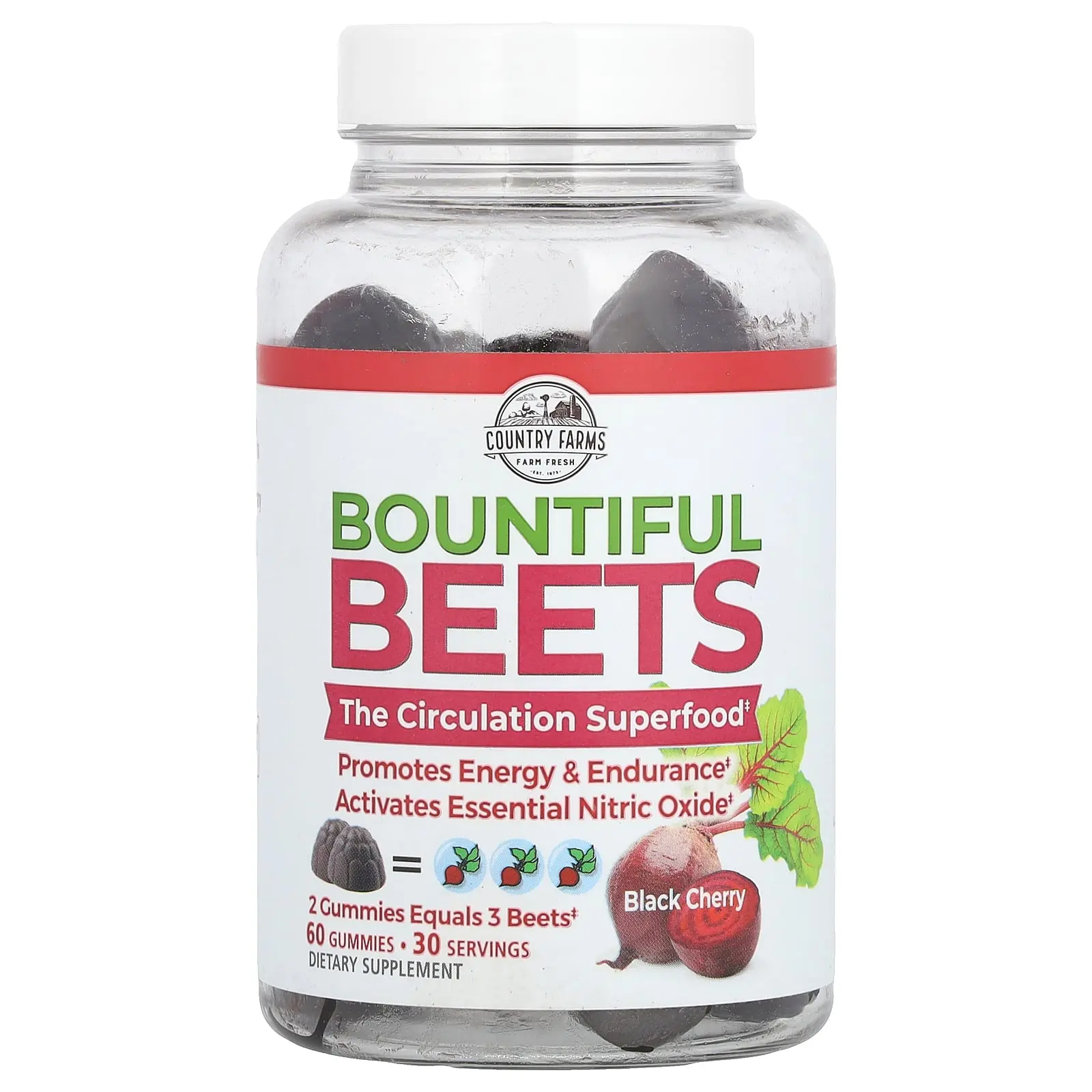 Country Farms Bountiful Beets Gummies, Wholefood Beet Extract, 60 Gummies