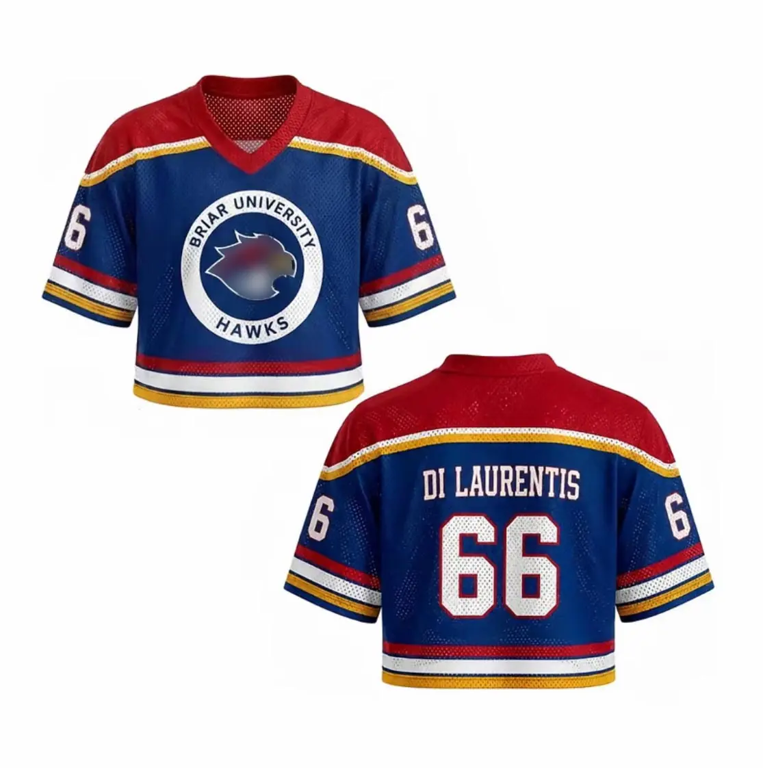 Off-Campus V Neck Mesh Football Crop Top Jersey, Hockey Romance Jersey