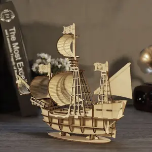 3D Wooden Puzzles Ocean Sailboat Model Kits Brainteaser Christmas/Birthday Gifts for Adults and Teens handmade