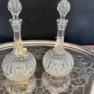 Pair Antique English Handcut Crystal Decanters