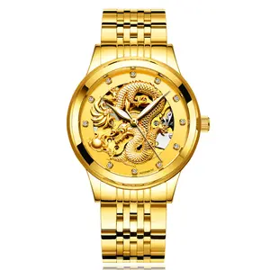 Watch Genuine Leather Multifunctional Waterproof Gold Watch Dragon Watch Fully Automatic Mechanical Skeleton Men's Internet Celebrity Watch