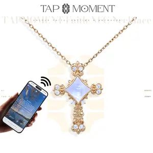 Tapmoment Bible Verse Cross NFC Necklace,Tap or Scan to Read Scripture on Phone,Digital Faith Cross Necklace,Daily Encouragement,Blessing Gift for Christian,Valentine’s Day Gift for Girlfriend & Wife