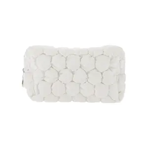 Unique Bargains 1pc Women's Portable Bubble Cloud Style Makeup Bag for Travel Vacation, White