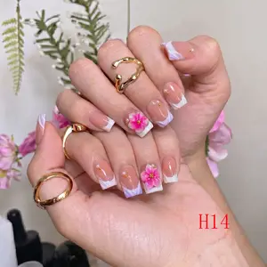 Nailbeebee H14 Handmade Press-On Nails - 0.8 in, Reusable, Salon-Quality, Long-Lasting, Glossy Design - For Daily Office Use, Date Nights, Holiday Trips