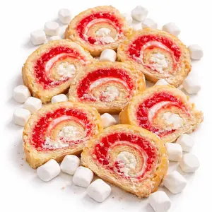 Strawberry Shortcake Rolls with Mini Marshmallows freeze-dried Snack Sweet