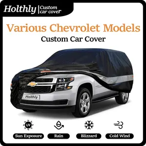 Chevrolet custom 10-layer car cover, waterproof, all-weather, suitable for large SUVs, 100% waterproof, outdoor car cover, protection against rain, snow, UV, and dust. Suitable for various car models.