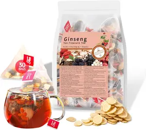 Kidney Tea Formula Ginseng Five Treasure Tea Natural Chinese Traditional Herbal Ginseng Five Treasures Kidney Detox Cleanse Teabag for Men Women (30 Bags/1 Pack)