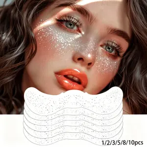 1/2/3/5/8/10pcs Golden Glitter Freckles Face Tattoo Stickers, Bright Freckles, Shine Party Makeup Stickers, Glitter Face Stickers, Waterproof Tattoo, Waterproof Temporary Tattoos, For Women, Suitable For Danc