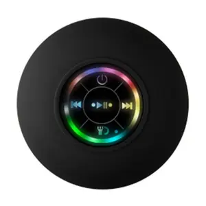 Mini Bluetooth Speaker Waterproof Bathroom Wireless Shower Speaker RGB Light Bluetooth Vacuum Speaker, Black