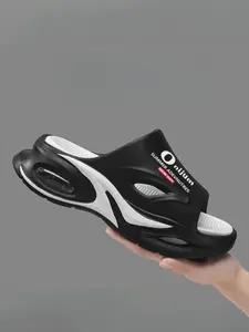 Men's Cushioned Breathable Anti-Slip Eva Slippers Slide Sliders Shoes, Summer, Thick Sole Wear-Resistant, Detachable Insole Design, Fashionable Casual Outdoor Sports Shoes, Footwear